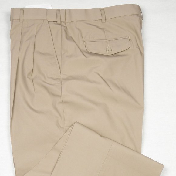 Haband New COTTON BLEND Chino, Expandable Waist Mens Pant, 2 Pleat, Beige 40-27 - Picture 1 of 1